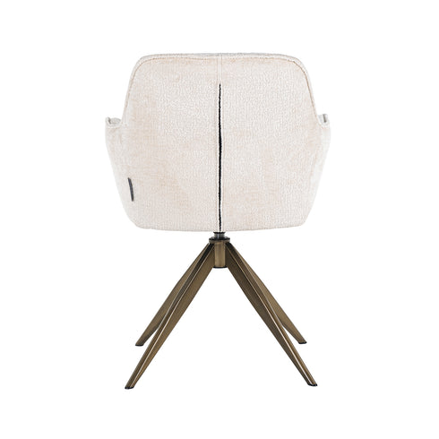 Alia White Chenille Swivel Chair